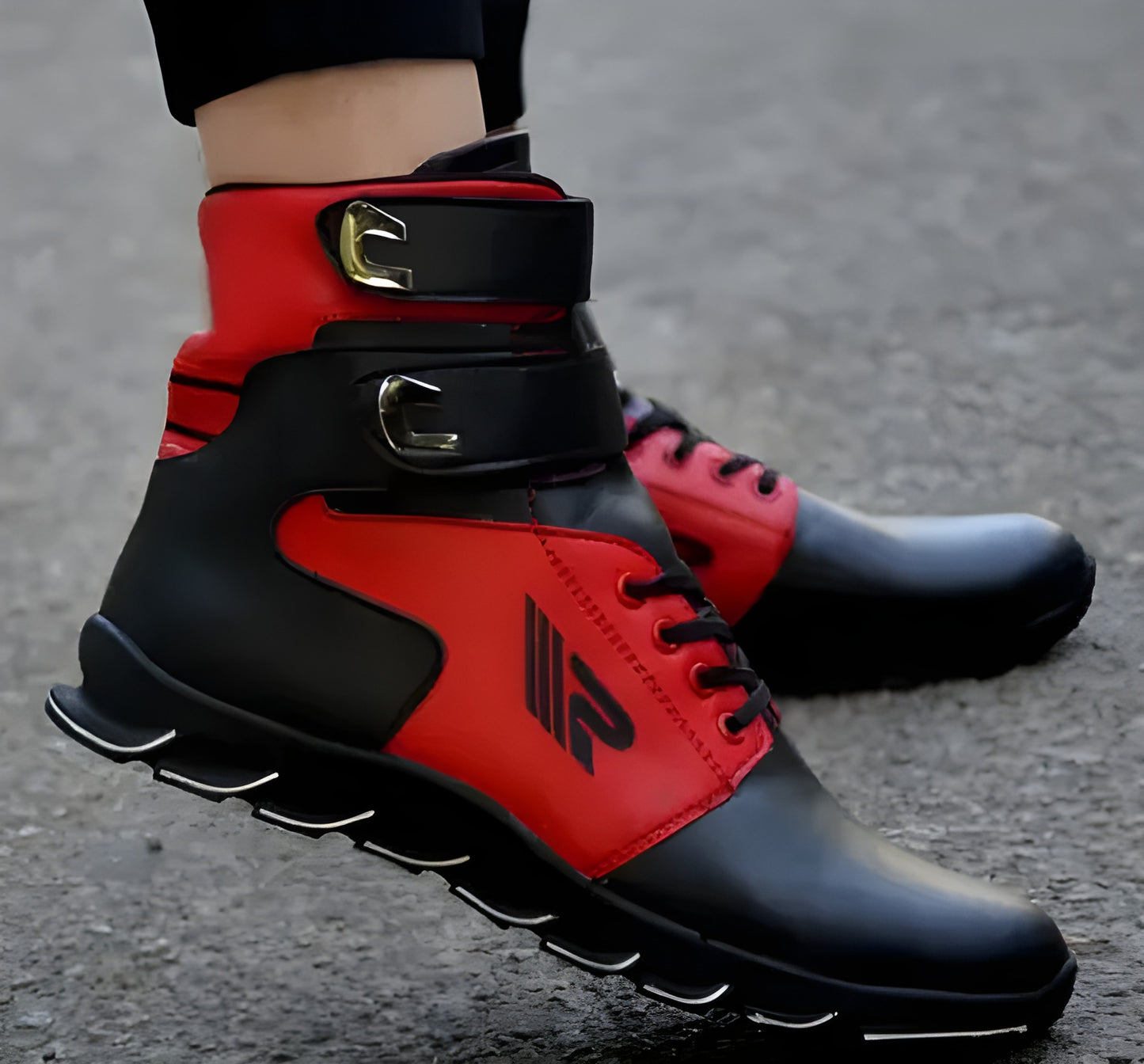 Mens Red Black Hip-Hop-Casual Sneaker High-Top Shoes